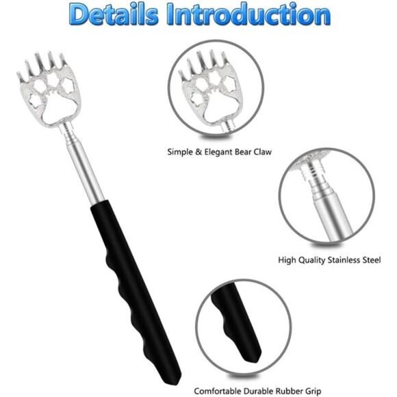 6-Pack Colorful  Telescopic Bear Claw Back Scratcher Extendable Stainless Steel - Picture 3 of 7